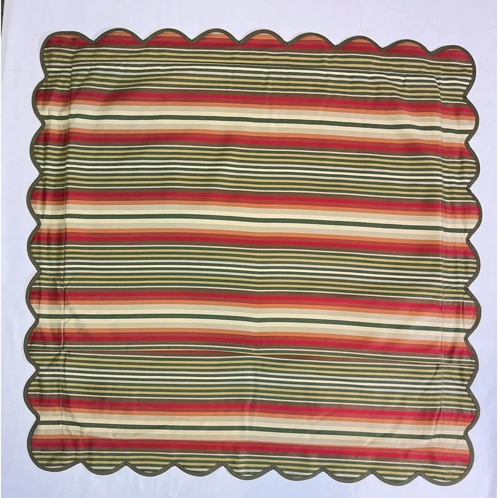 Jane Wilner 26” Striped Euro Sham Haute Couture Linens, 2.5” Scalloped Flange